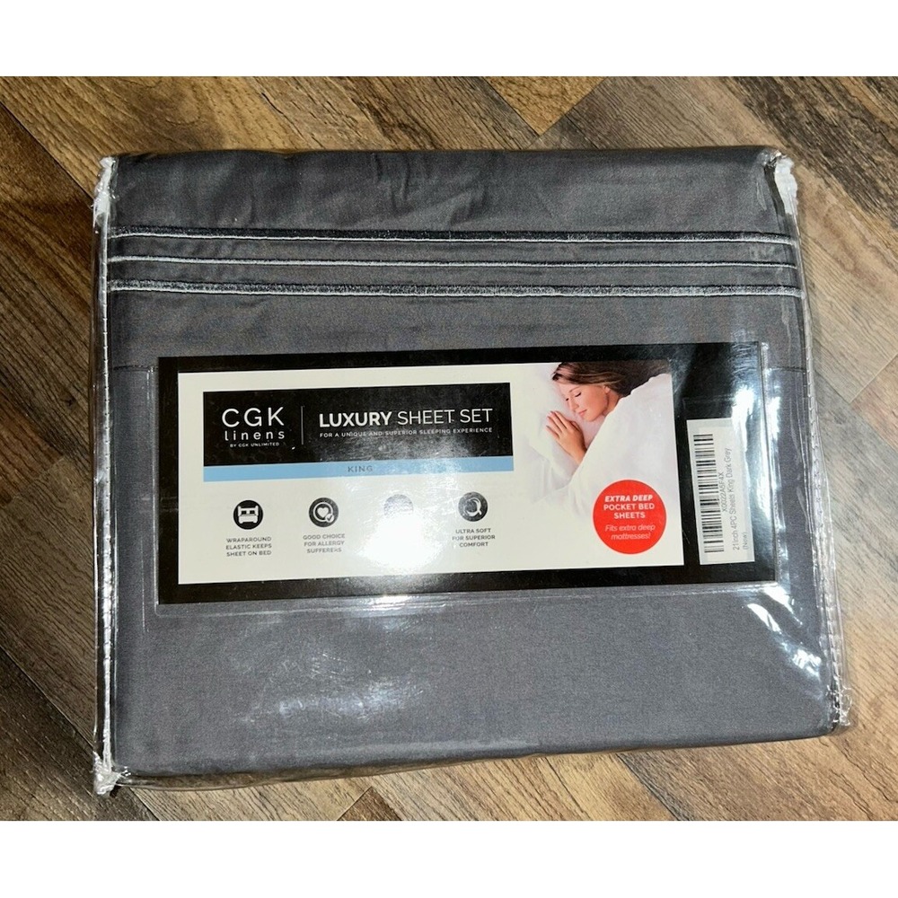 CKG Linens Luxury Sheet Set 4-Piece California Dark Grey 21"